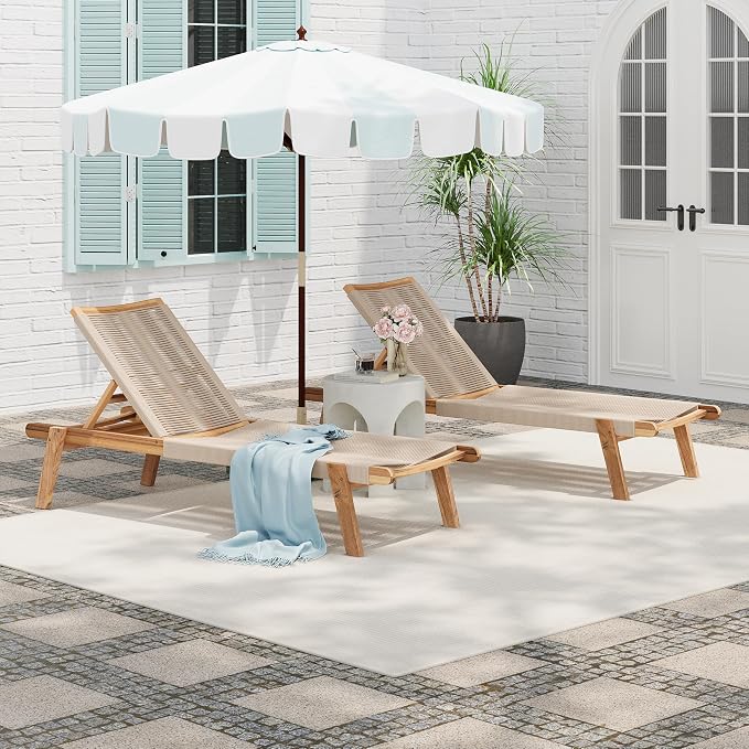 Christopher Knight Home Set of 2 Outdoor Patio Wood Adjustable Chaise Lounges - Image 3