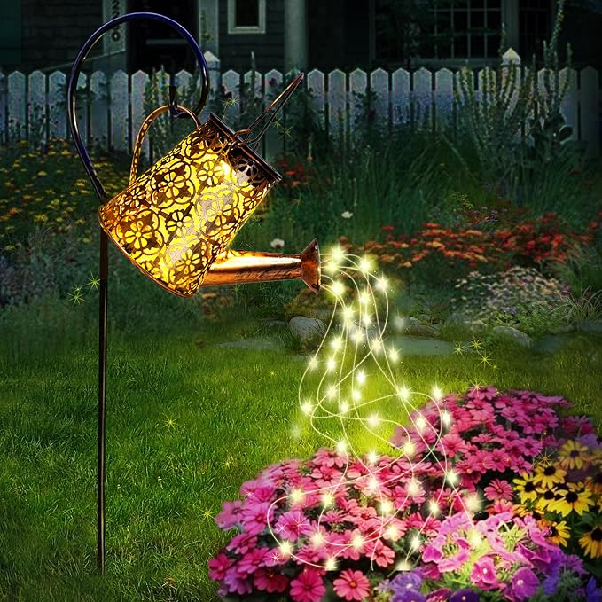 Solar Watering Can Lights with Cascading Lights, Solar Lantern Light Outdoor - Image 8