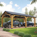 Jocisland 12x24x9.5 FT Cedar Wood Hardtop Carport by Jocisland