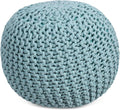 BIRDROCK HOME Round Pouf Ottoman | Cotton Braided Round Foot Stool | Bedroom by BIRDROCKHOME