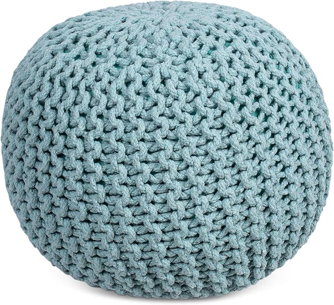 BIRDROCK HOME Round Pouf Ottoman | Cotton Braided Round Foot Stool | Bedroom by BIRDROCKHOME