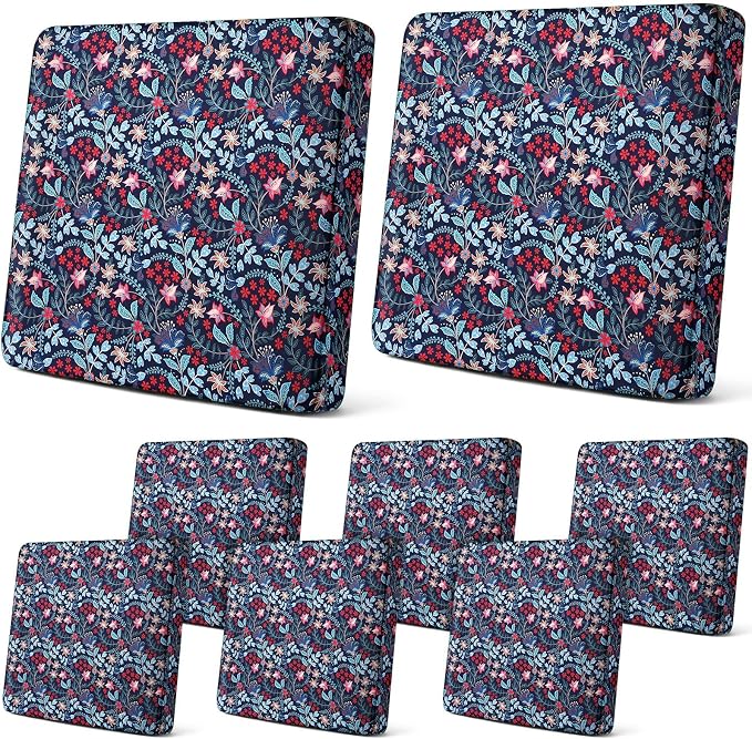 Newwiee 8Pcs Patio Cushion Covers Stretch Outdoor Cushion Cover Replacement by Newwiee