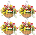 4 Pack 12 Inch Hanging Baskets for Plants Outdoor Metal Hanging Planter Hanging by Qusuxi