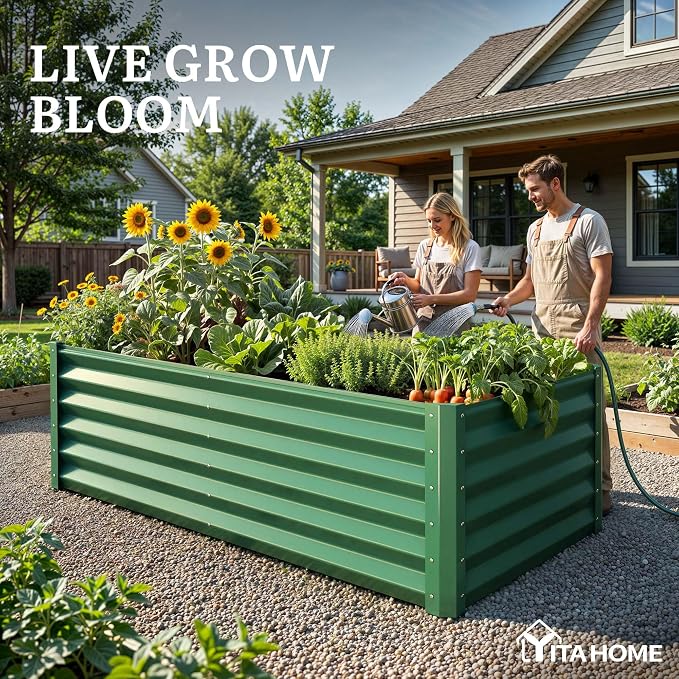 YITAHOME 6x3x3ft Large Raised Garden Bed Kit, Galvanized Metal Planter Box - Image 3