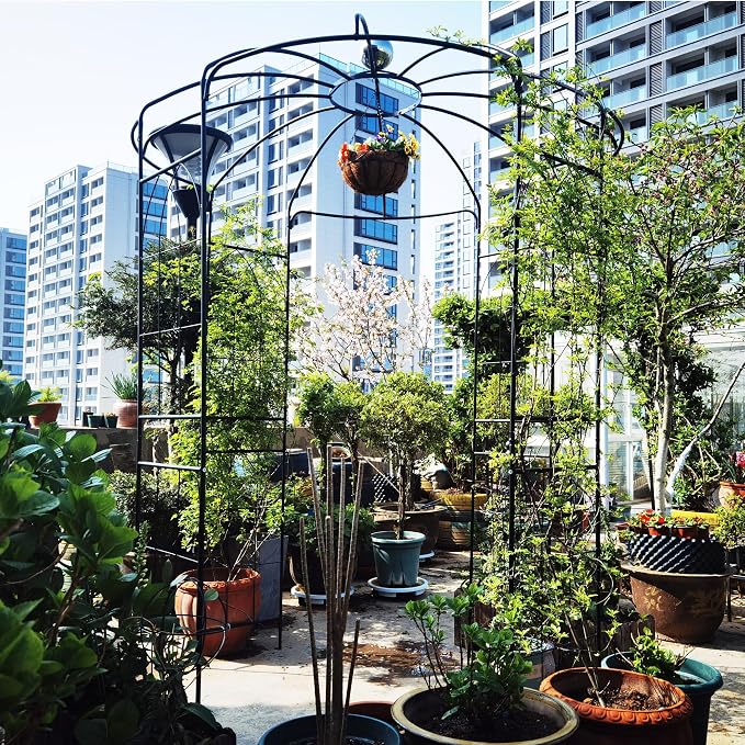 Metal Garden Arch Iron Arbor Gazebo High Birdcage Pergola Pavilion, Strong Wind by SMILEGEND