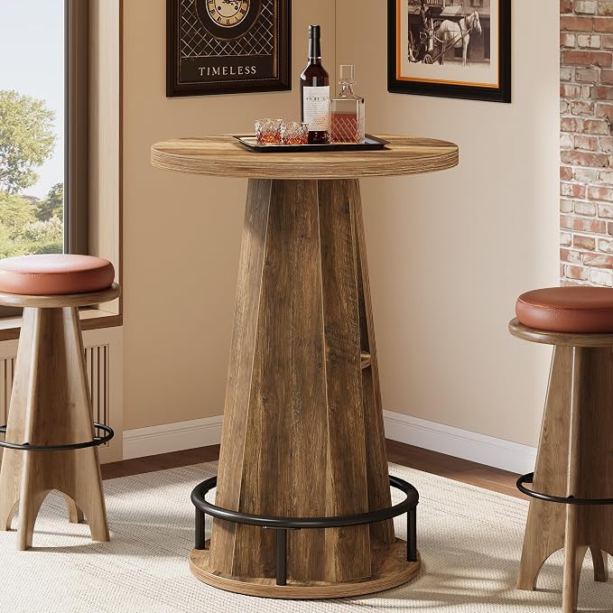 Tribesigns Round Bar Table, 39.4" H High Top Bistro Table by Tribesigns