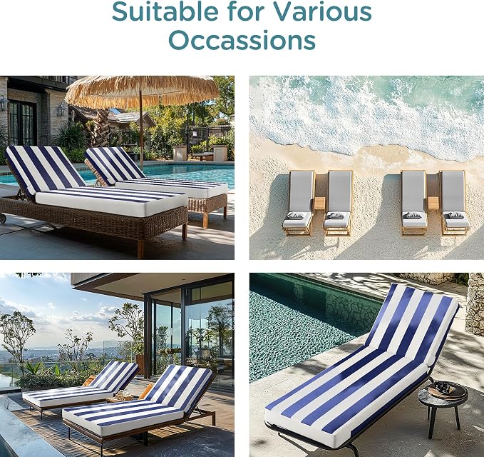 Codi Outdoor Lounge Chair Cushions, Chaise Cushion - Image 8