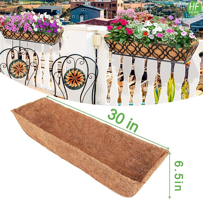 HFHOME 2Pcs 30" Trough Coco Fiber Replacement Liner, Natural 30 inches Window - Image 2