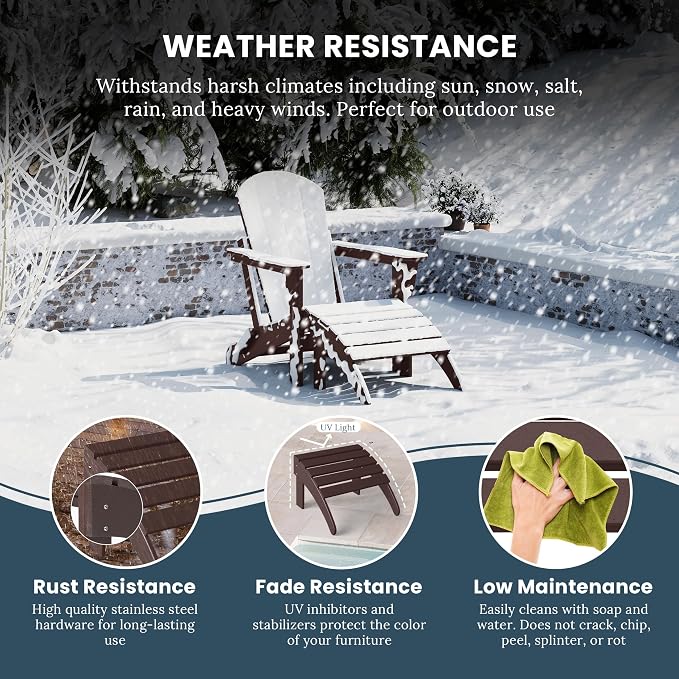 WO Home Furniture Adirondack Ottoman Outdoor Patio Footrest 13.5" Inch Folding - Image 4