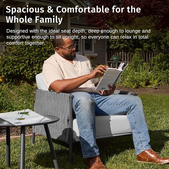East Oak 3-Piece Patio Furniture Set | Armchairs & Coffee Table | Outdoor - Image 6