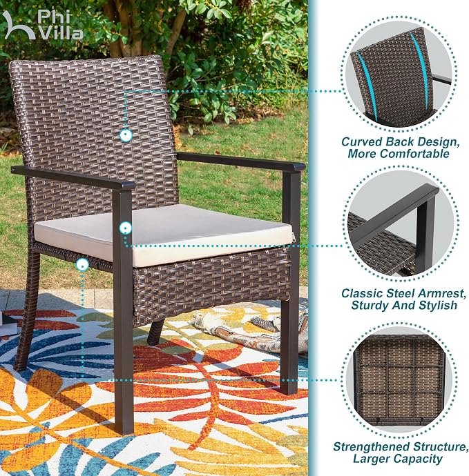 PHI VILLA 7 Pieces Patio Round Dining Set - Image 4
