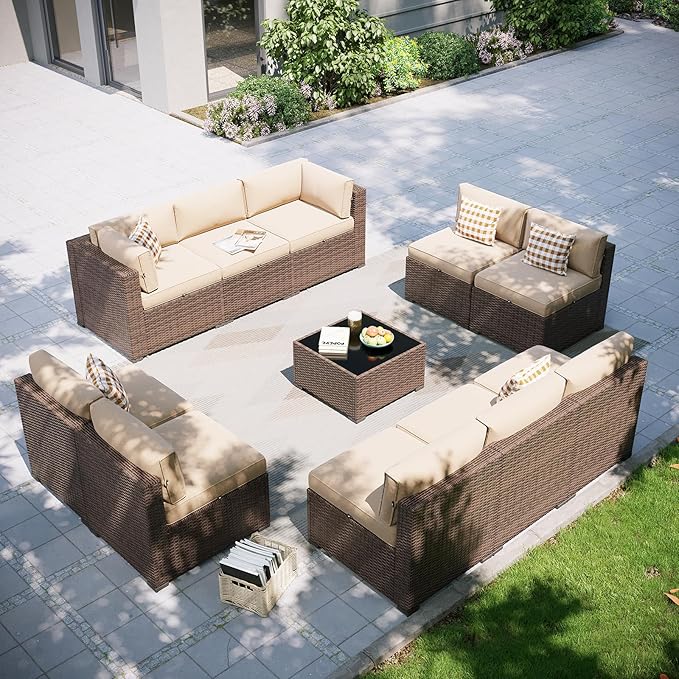 Aoxun Patio Furniture Set, 11 Piece Outdoor Sectional Sofas by Aoxun