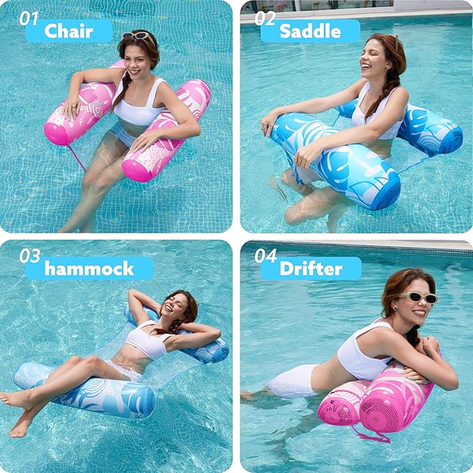 SLOOSH 2 Packs Hammock Pool Floats Adults, 4-in-1 Multi-Purpose Inflatable Pool - Image 2