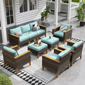 Sophia & William 9 Piece Patio Furniture Sets, Sectional Outdoor Rattan Wicker by SophiaWilliam