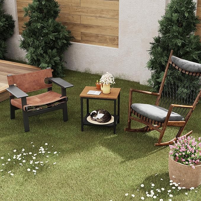 Outdoor Side Table with Storage, 2-Tier Patio End Tables Weather Resistant - Image 7