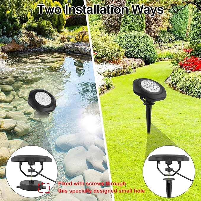 Solar Pond Lights, 3000K Warm White LED Underwater Submersible Fountain Light - Image 7