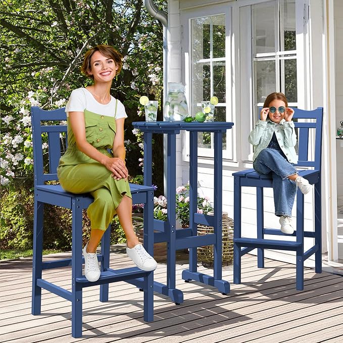 nalone Outdoor Bar Stool, HDPE Tall Adirondack Chair Bar Chair, Weather - Image 6