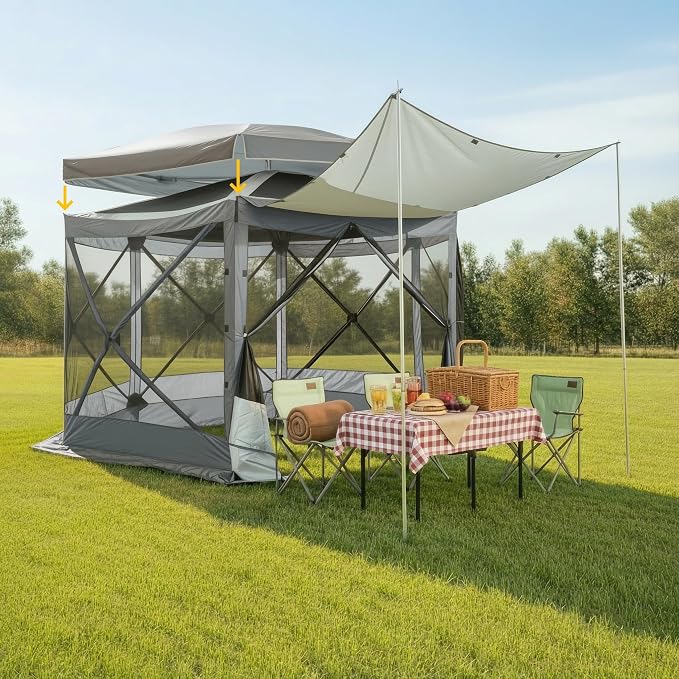 COBIZI 12x12 FT Pop Up Canopy Extendable Tent, Gazebos On Clearance, Screened by COBIZI