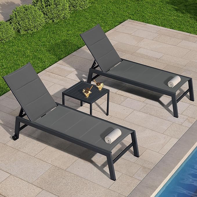 PURPLE LEAF Outdoor Chaise Lounge Set of 4 Aluminum Lounger - Image 3