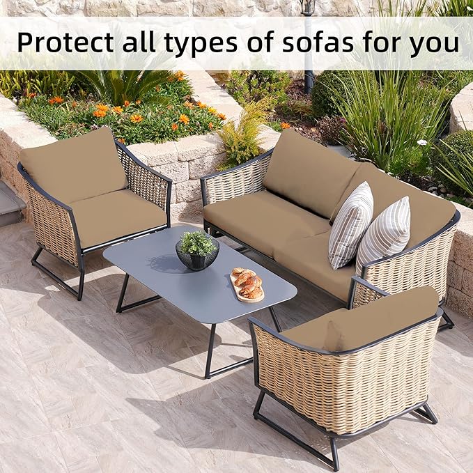 8Pcs Stretch Patio Cushion Covers, Outdoor Couch Covers Replacement, Outdoor - Image 4