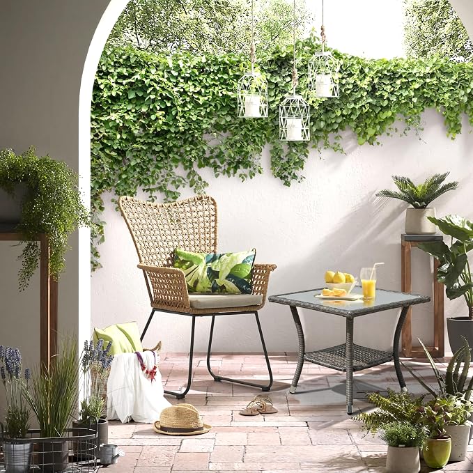 Patiorama Outdoor Wicker Patio Side Table, Weather Resistant Rattan Coffee Table - Image 8