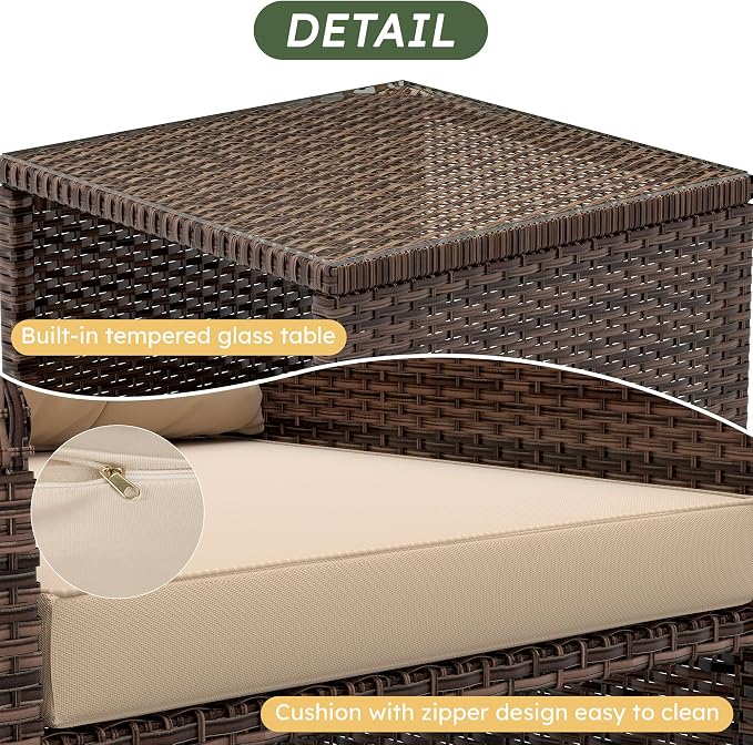 LHBcraft Outdoor Furniture 5 Piece Patio Conversation Set, PE Rattan Patio Set - Image 4