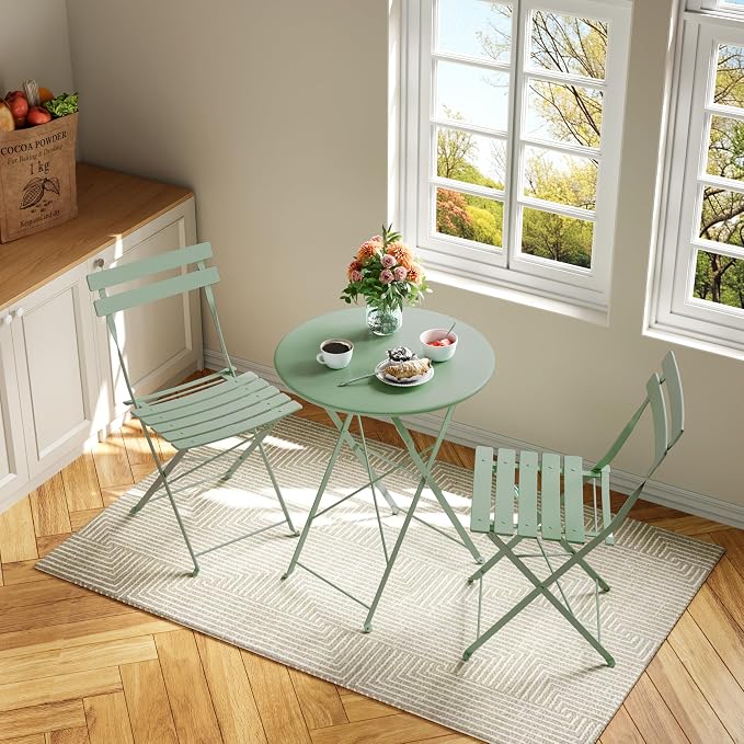 GarveeLife 3-Piece Folding Bistro Set, Foldable Patio Furniture Set - Image 7