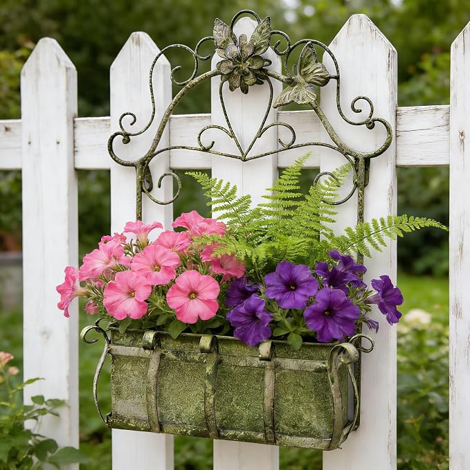 Rustic Metal Wall Planter Vintage Wall Mounted Flower Pot Farmhouse Distressed - Image 7