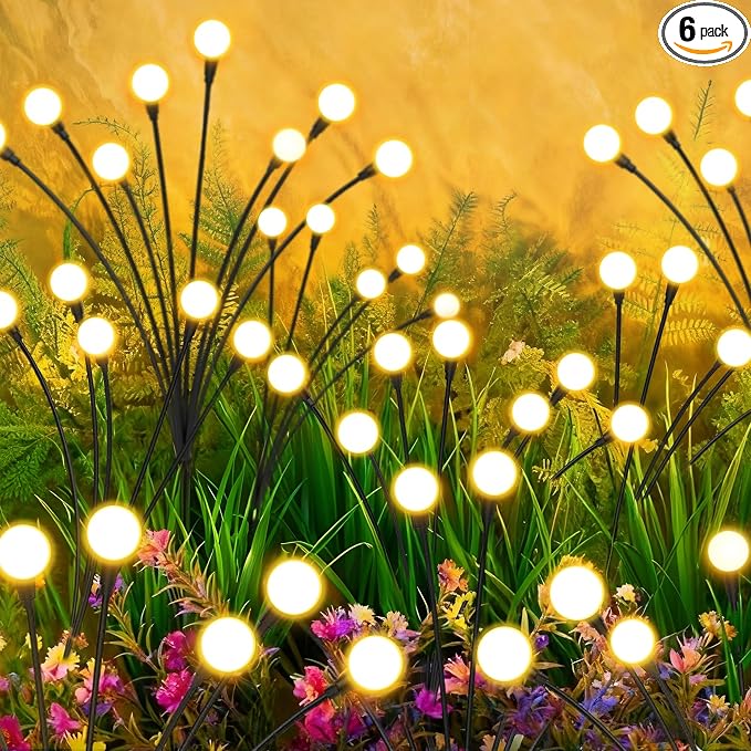 Solar Lights Outdoor-6Pack 48LEDs Solar Garden Firefly Lights Outside, Solar by Unknown