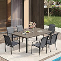 VICLLAX Patio Dining Set for 6, Outdoor Furniture Set Includes 63" Rectangle by HOME