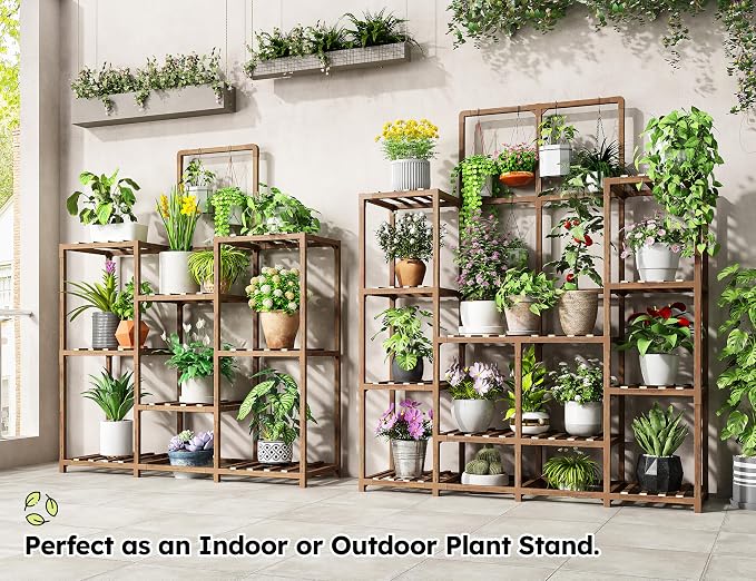 EnHomee Plant Stand Indoor Large Plant Stand Outdoor 5 Tiers Wood Tiered Plants - Image 4