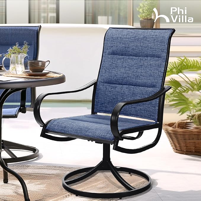 PHI VILLA Patio Swivel Dining Chairs Set of 2, All Weather Outdoor Chair - Image 2