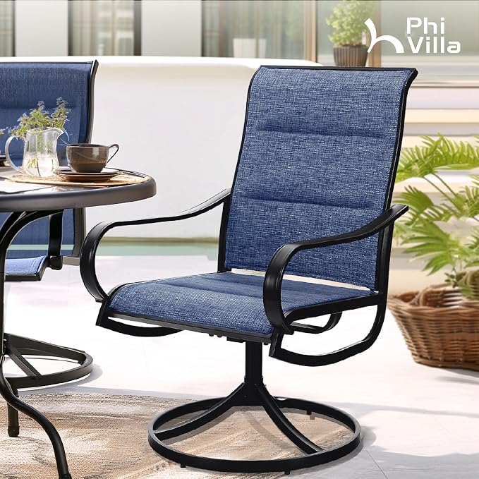 PHI VILLA Patio Swivel Dining Chairs Set of 6, All Weather Outdoor Chair - Image 2