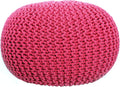 FRELISH DECOR Round Pouf Ottoman Hand Knitted 100% Cotton Pouf Foot Stool by FrelishDecor