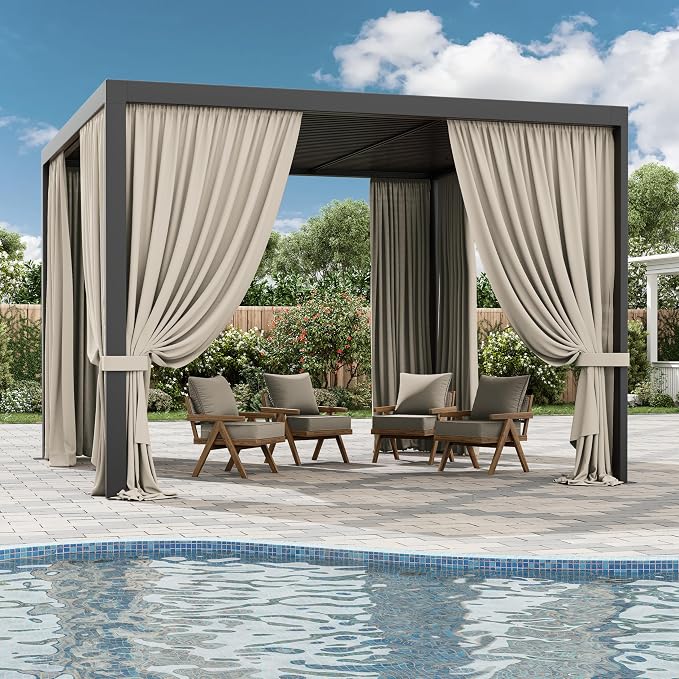 Gazebo Universal Replacement Privacy Curtain, 4-Panels Sidewall Curtains - Image 6