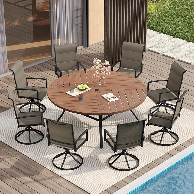 VICLLAX Round Patio Table with Adjustable Umbrella Hole - Image 2