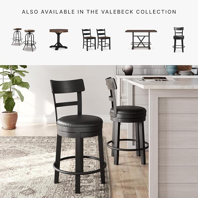 Signature Design by Ashley Valebeck Tall Upholstered Swivel Bar Stool - Image 9