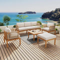 5-Piece Acacia Wood and Rope Patio Sofa Set, Outdoor Conversation Set by JIVOIT