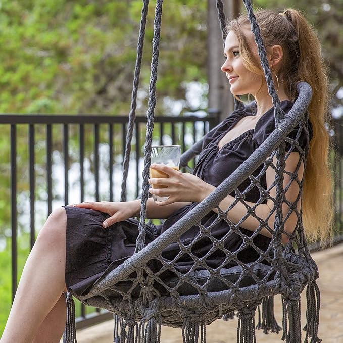 SUNCREAT Hammock Chair Hanging Macrame Swing - Image 5