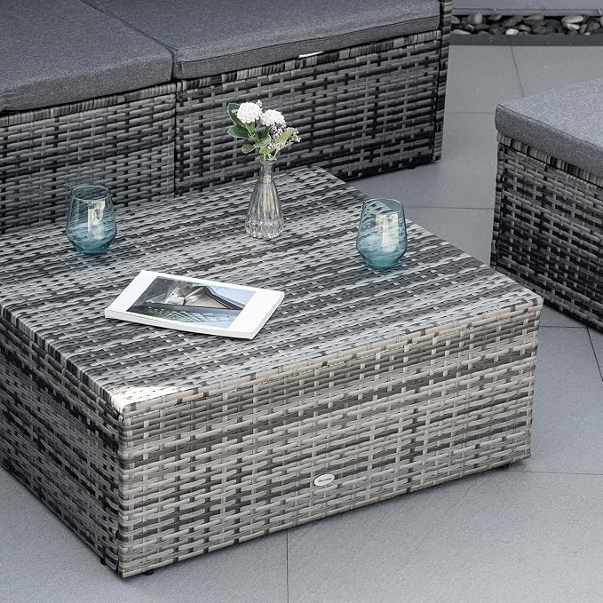 Outsunny 4-Piece Outdoor Rattan Furniture Set, Round Convertible Patio Daybed - Image 9