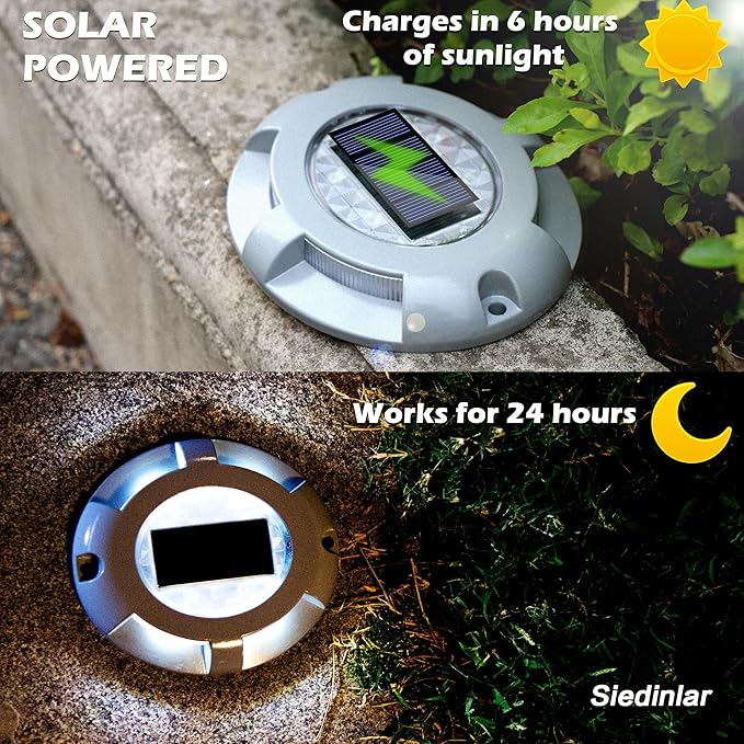 SIEDiNLAR Solar Deck Lights Dock Driveway Light LED Solar Powered Outdoor - Image 2