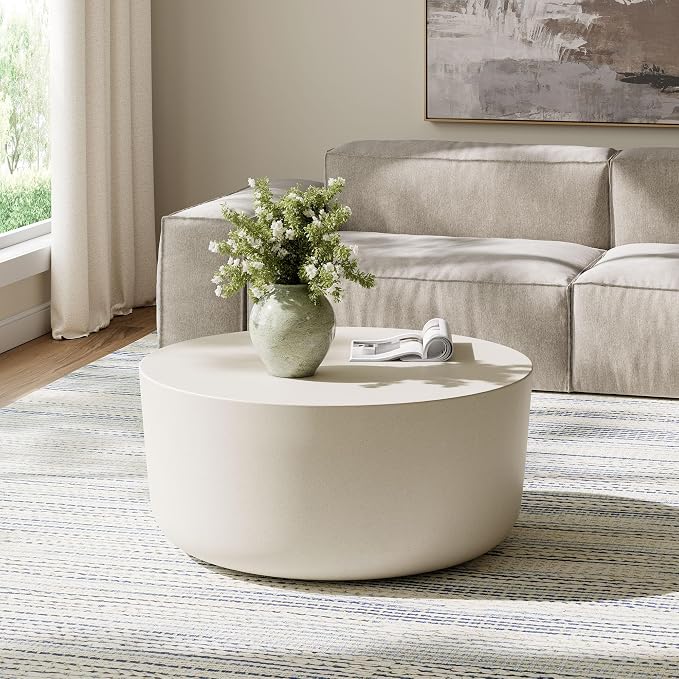 Modway Brion 34 Inch Round Concrete Coffee Table – Indoor/Outdoor Tapered - Image 7