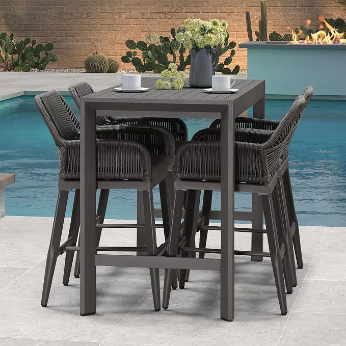 PURPLE LEAF Outdoor 24" Counter Height Bar Stools Chair Set of 2, All Weather - Image 8