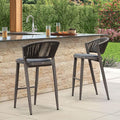 PURPLE LEAF Bar Stool Set of 2 Outdoor Rattan Bar Chair by PURPLELEAF