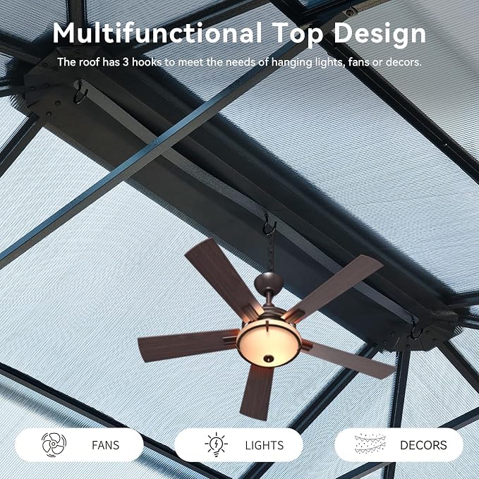 Aoxun 12'x16' Hardtop Gazebo, Outdoor Metal Gazebo - Image 9