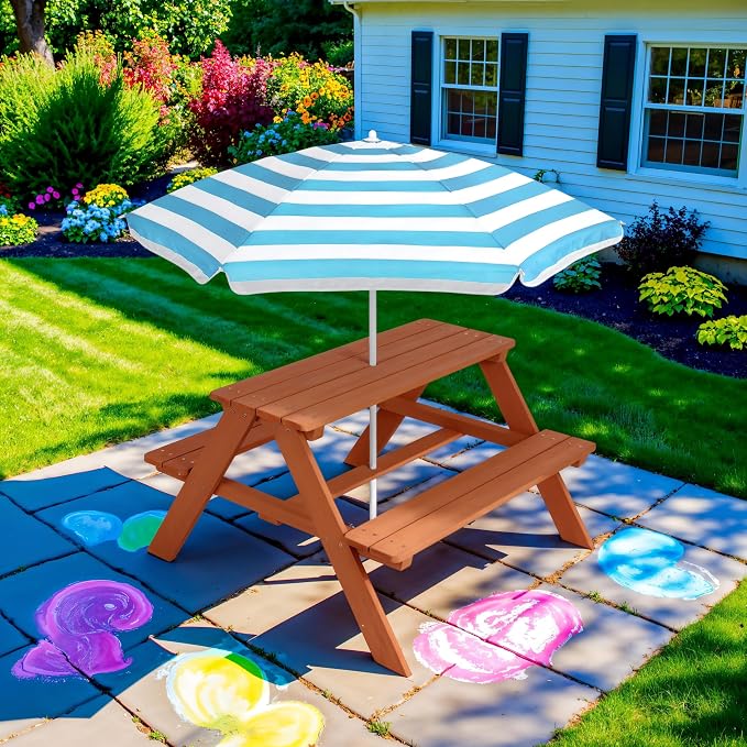 Best Choice Products Wooden Kids Picnic Table - Image 2
