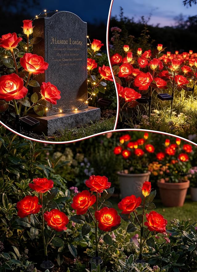 Brightown Outdoor Solar Flower Lights, 4 Pack Solar Garden Light - Image 6