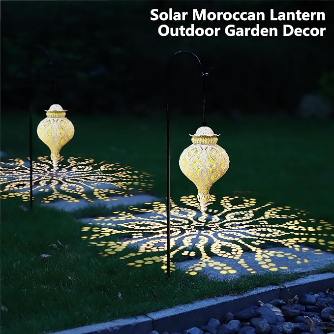 Moroccan Solar Lanterns Outdoor Waterproof White Hanging Lanterns Outdoor - Image 6