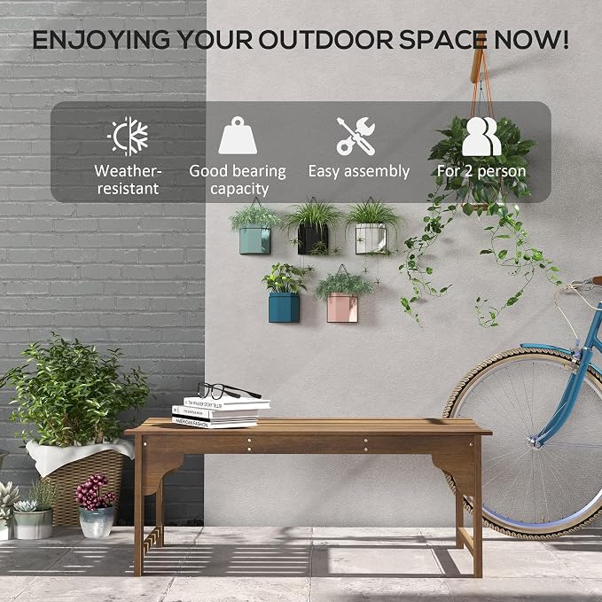 Outsunny Wooden Garden Bench, Outdoor Park Bench - Image 6