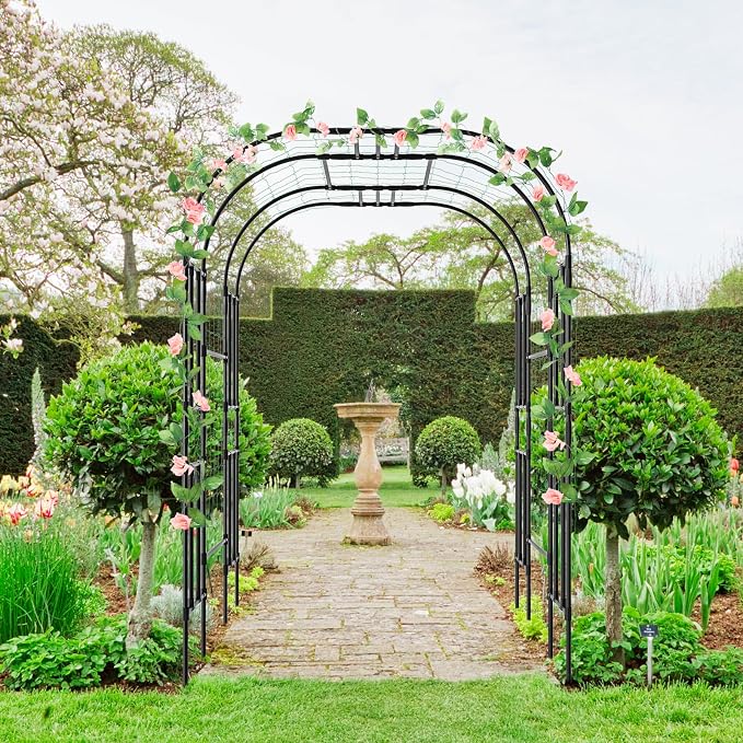 Tall Garden Arch Trellis for Climbing Plants, 87in Tall Metal Plant Support - Image 7